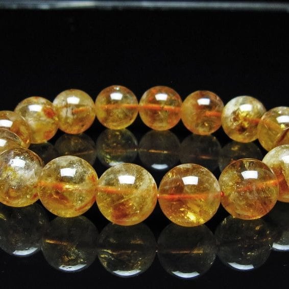シトリン ブレスレット 虹入り 14mm シトリンクォーツ ブレス メール便可 一点物 111-50387
