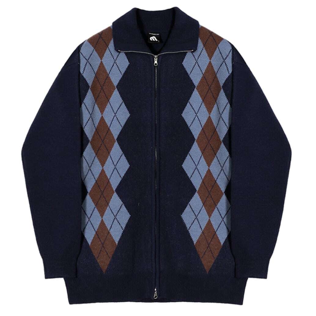 stussy argyle zip polo