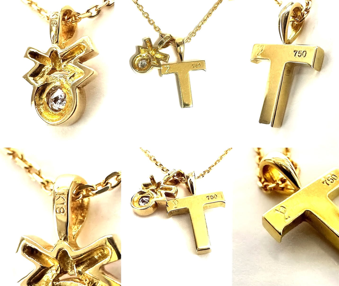 EYEFUNNY アイファニー K18 YG ダイヤモンド T クロス ネックレス