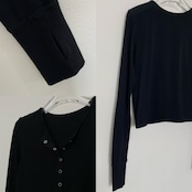 指穴クルーネックスナップボタンCD/ブラック