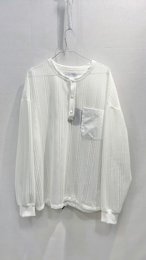 【VOAAOV】VOTP-L93 Russell Lace Henry Shirt Pullover / White