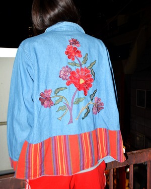 flower of ethnic denim shirt
