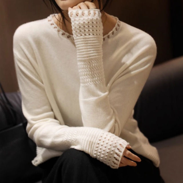 Lace stitch elegant slim knit ( 2color )