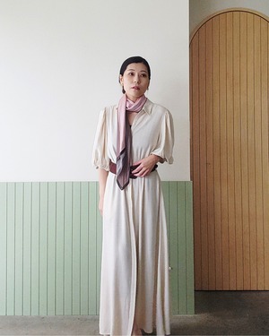 【SAMPLE / 1点限り】シルクスカーフ_展示・撮影使用品（PINK & BROWN）