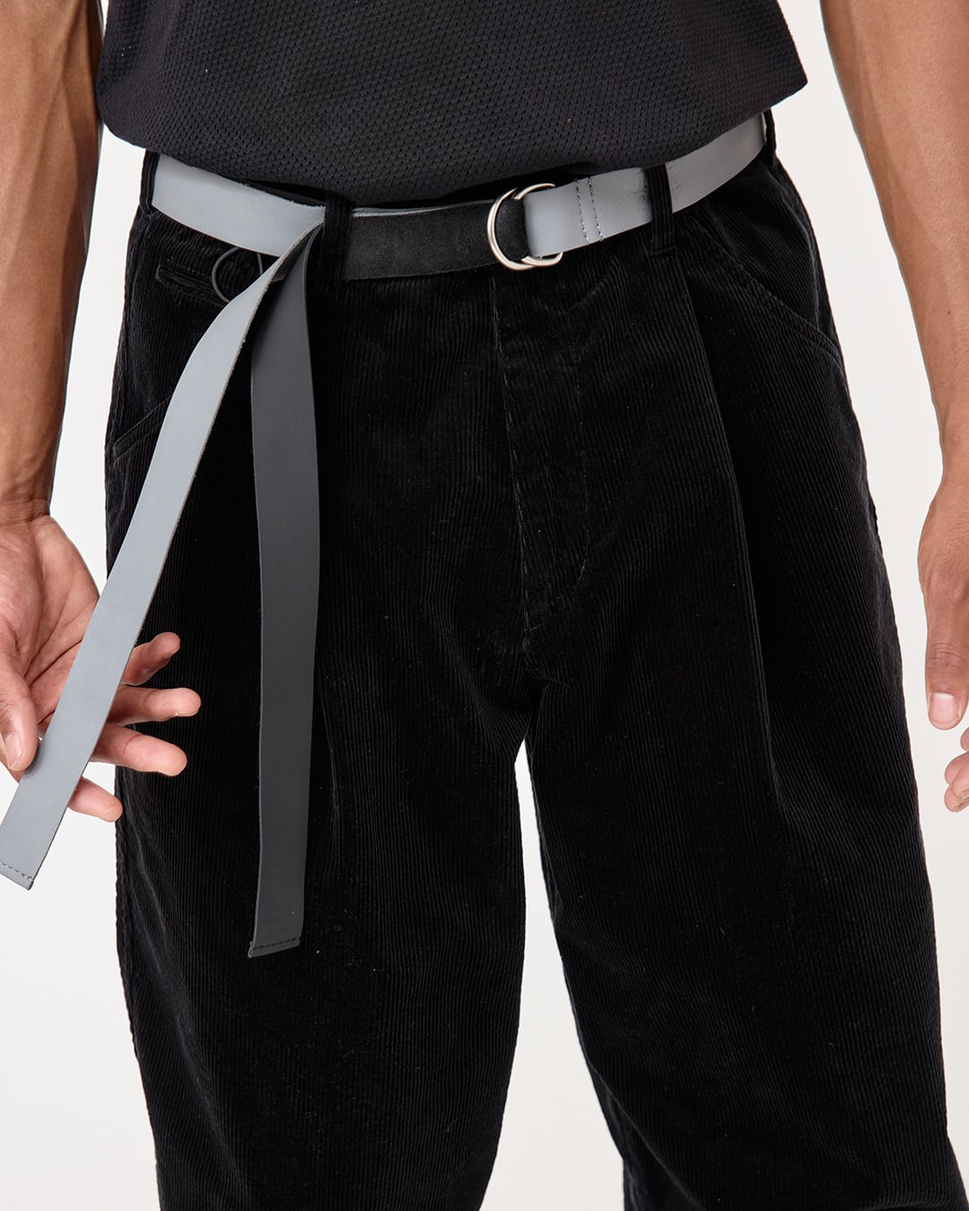 公式通販】RSVE “JR Two-Tone D-Ring Belt Leather” Gray x Black