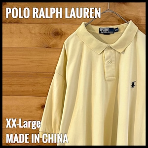 【POLO RALPH LAUREN】ビッグサイズ ポロシャツ XXL 刺繍ロゴ ライトイエロー ポロ ラルフローレン US古着 アメリカ古着