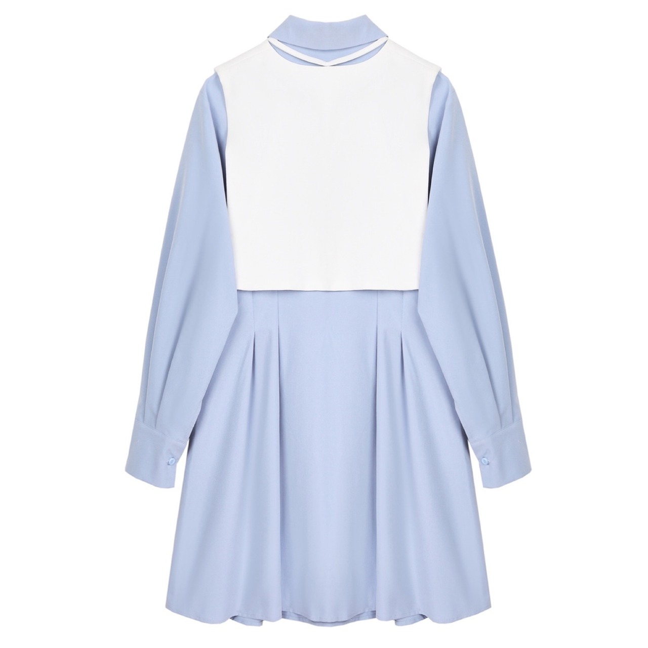 Simple shirt dress with white vest