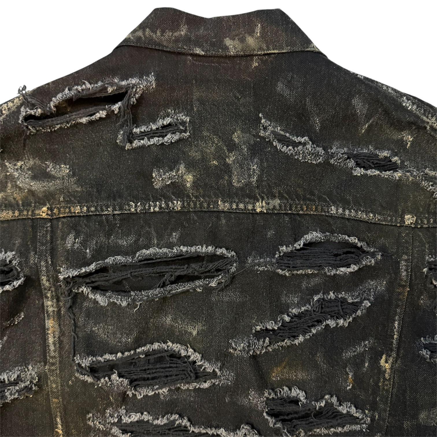 BALENCIAGA 23SS Black Distressed Denim Jacket