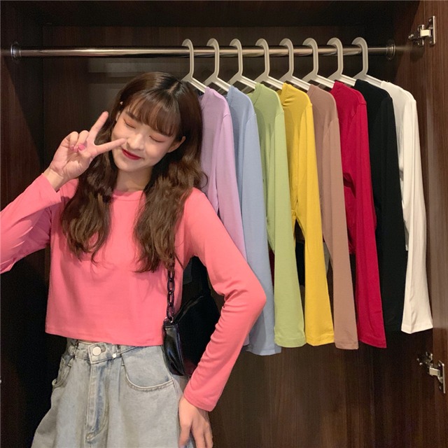 Tシャツ シャツ スプリングカラープルオーバー スリムショートトップス ロング 大人ガーリー スウィート キュート カジュアル 春物 萌量不足86344812348