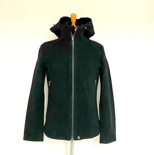 Pure Wool Melton Mountaineer Hooded Jacket　Black