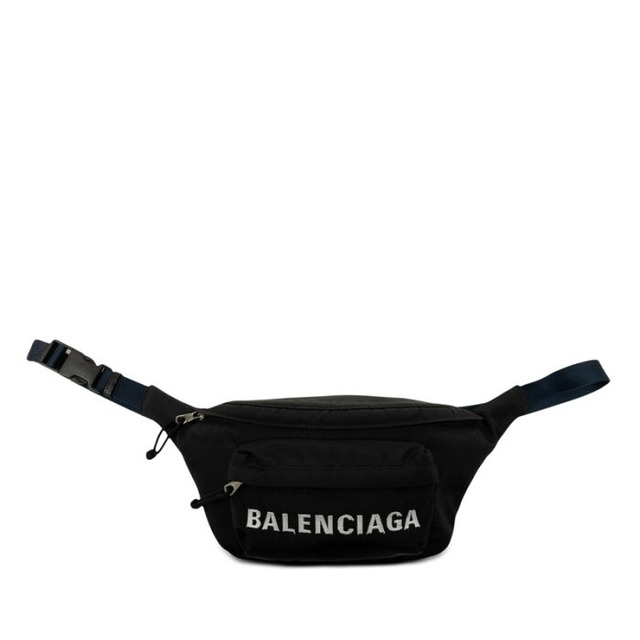 バレンシアガ ウィール ロゴ ボディバッグ ウエストバッグ 528862 ブラック ネイビー ナイロン レディース BALENCIAGA 【中古】