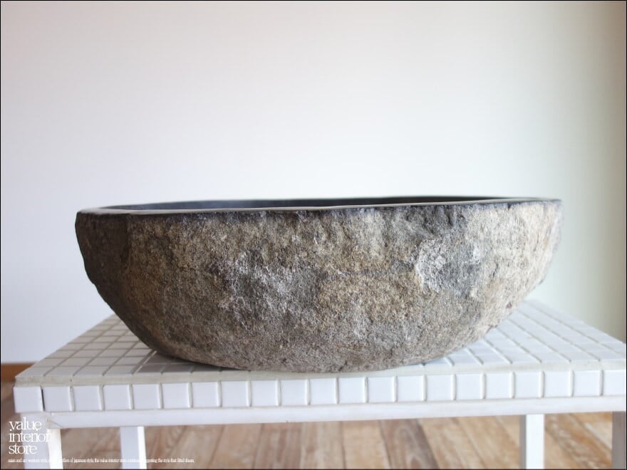 手洗鉢 自然石 洗面ボウルL-A101 洗面器 手洗いボウル 手洗い器 ウォッシュボウル 洗面資材 洗面材料 W52 x D44 x H15cm idawash