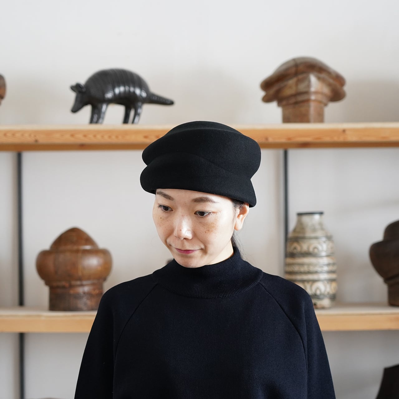 PoANCA Casa Mila toque トーク帽　ブラック Trace01- Casa Mila toque -アメリカのヴィンテージの木型で制作した