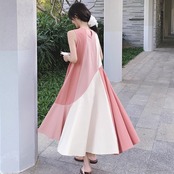 Pink Patchwork Maxi Dress 5073