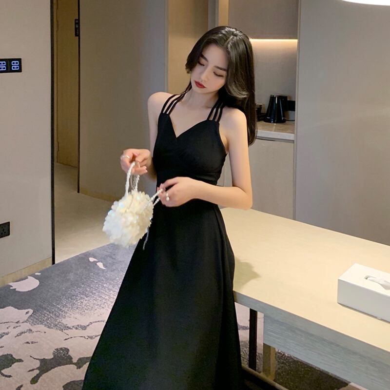 ウエスタンスタイルのロングホルターセクシーな女性の夏のサスペンダードレスのバージョン女性の海辺の休暇ビッグスイングビーチドレス YY-ファッション77497755959