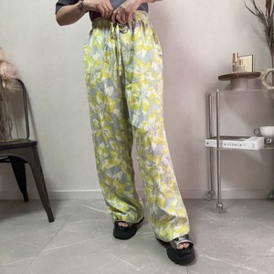 big flower print easy pants【lime】