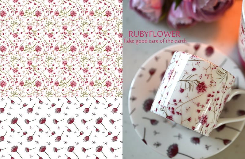 Rubyflower ルビーフラワー転写紙 (ポーセリンアート用 ピンク花転写紙)