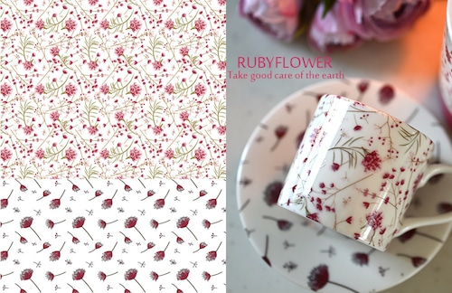 Rubyflower 　ルビーフラワー転写紙　  （ポーセリンアート用　ピンク花転写紙）