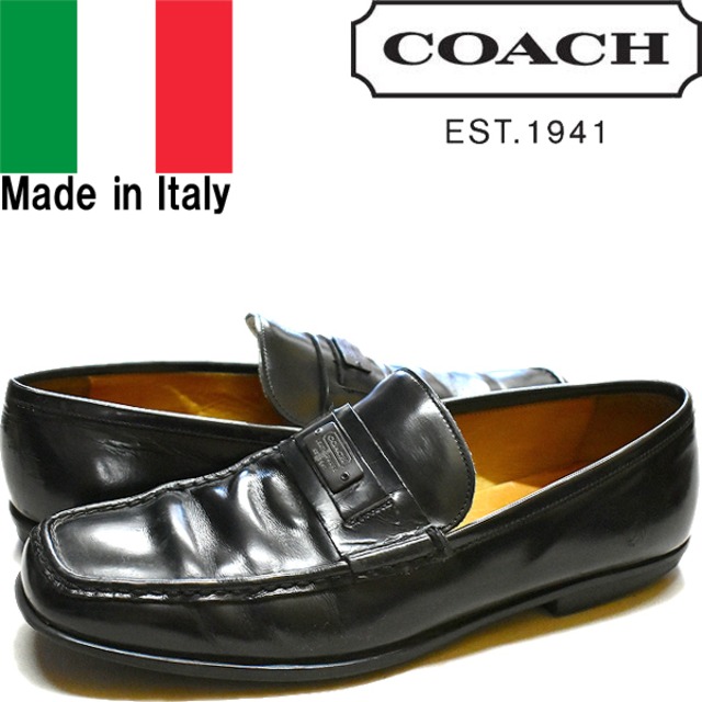 1点物◇イタリア製コーチCOACH黒ローファー革靴レザーシューズ古着 
