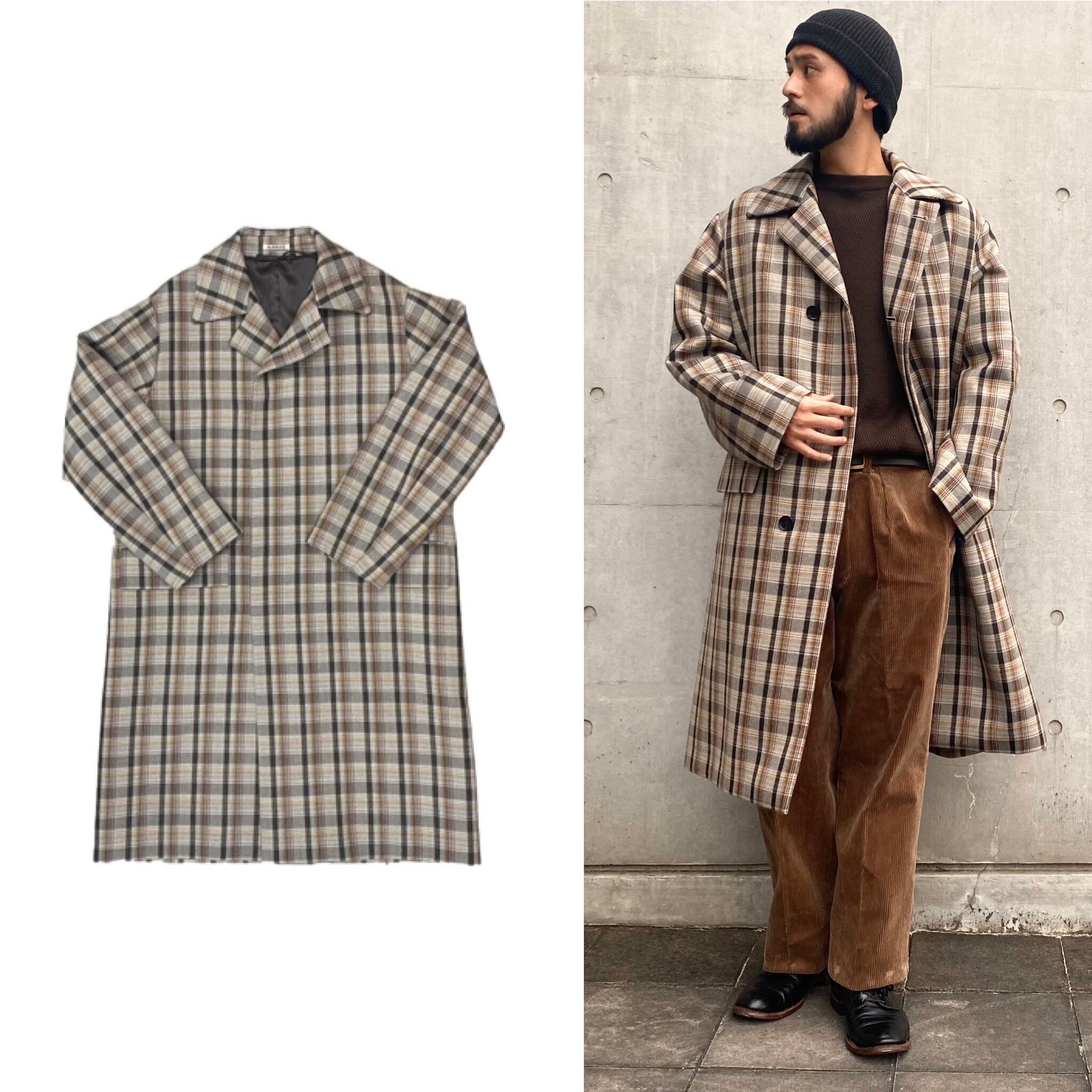 AURALEE DOUBLE FACE CHECK SOUTIEN COLLAR COAT A9AC01BN 4 3059