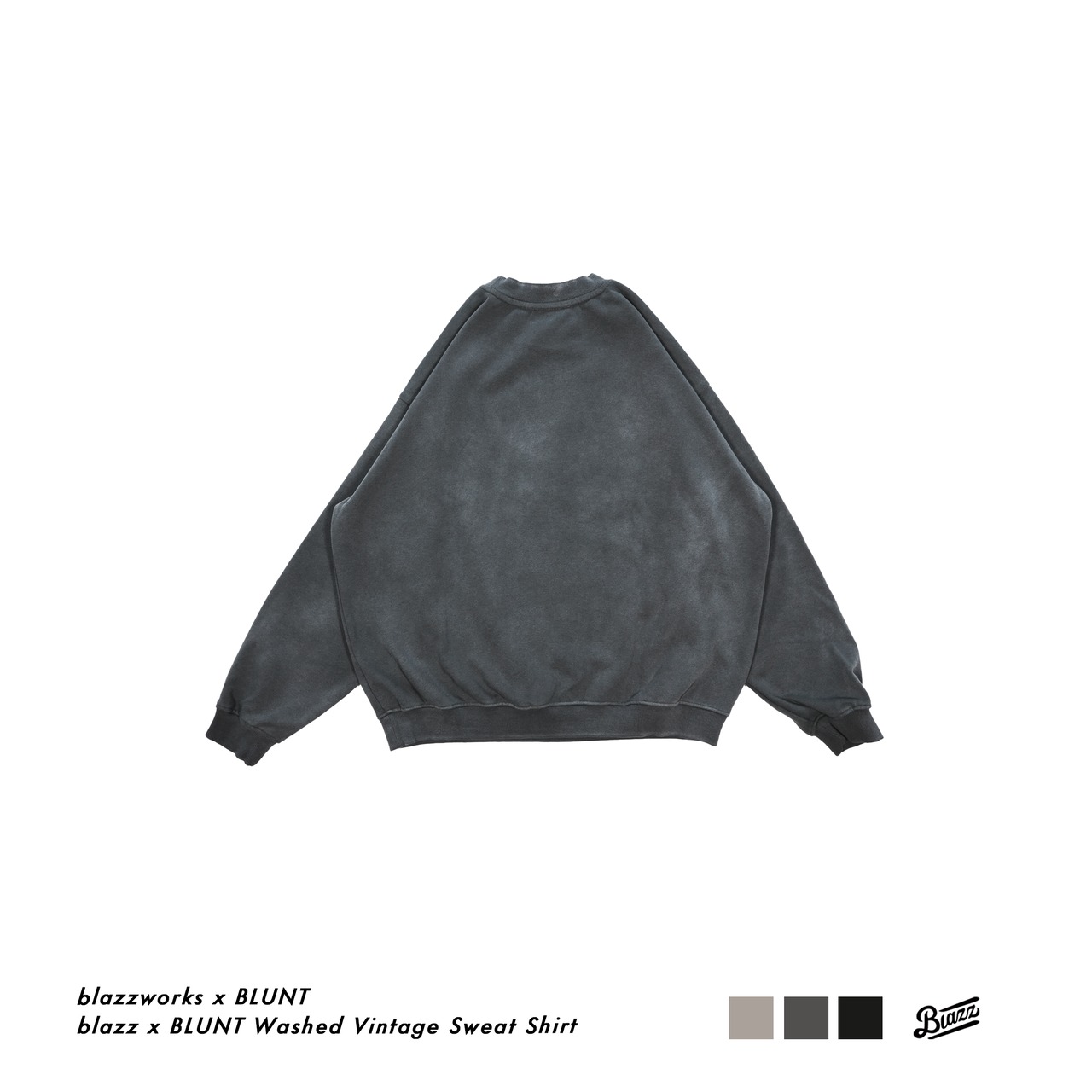 blazz × BLUNT Washed Vintage Sweatshirt [CHARCOAL]