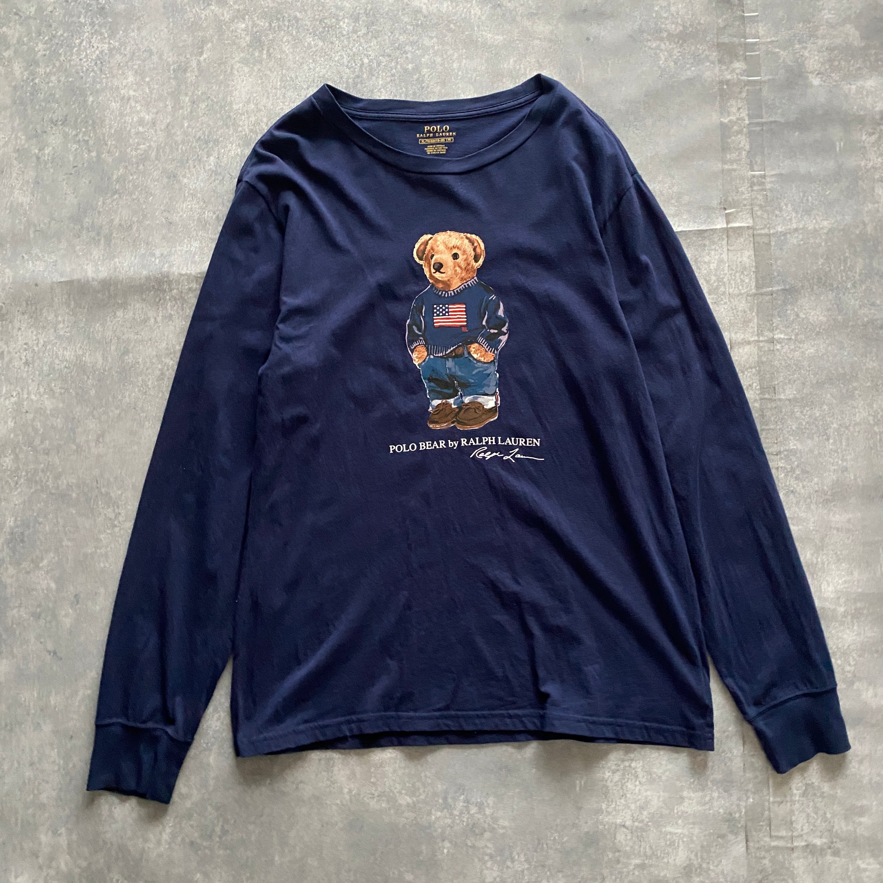【XLサイズ】ポロラルフローレン ポロベア　プリントロゴ　ネイビー　Tシャツ　ロンT