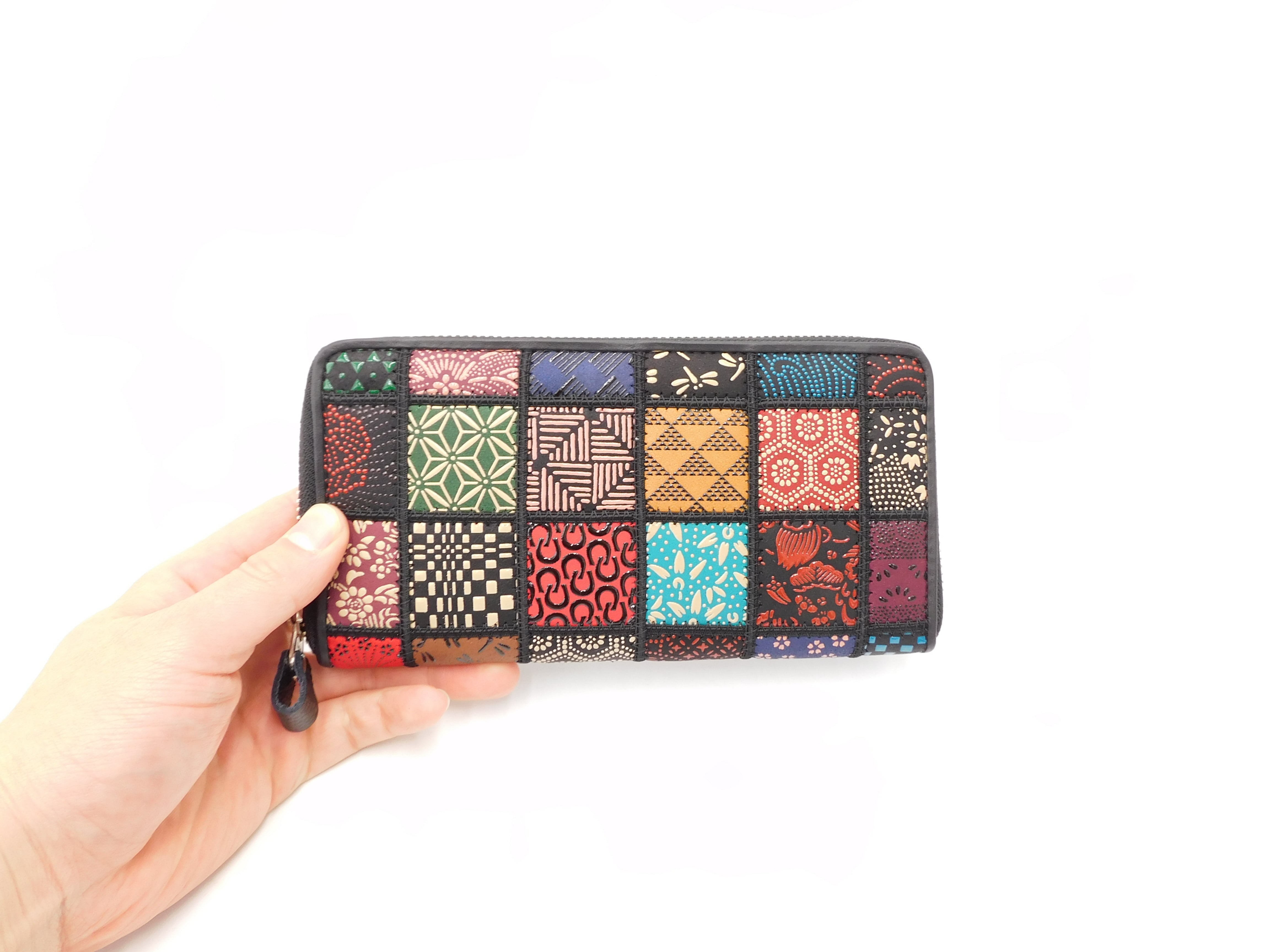 パッチワーク印傳 ラウンド長財布 マルチカラー | 浅草前川印傳｜公式