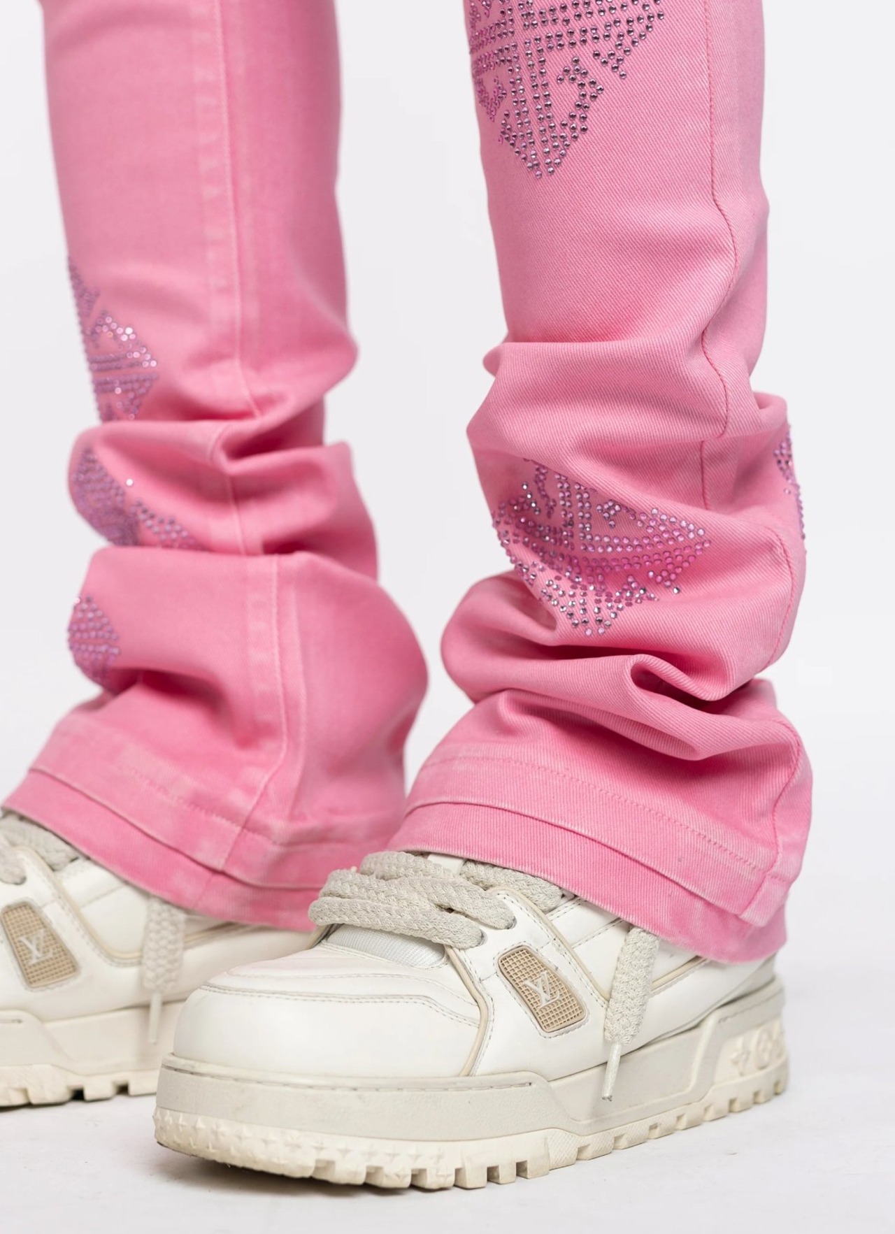 GUAPI / french rose waxed embellished denim