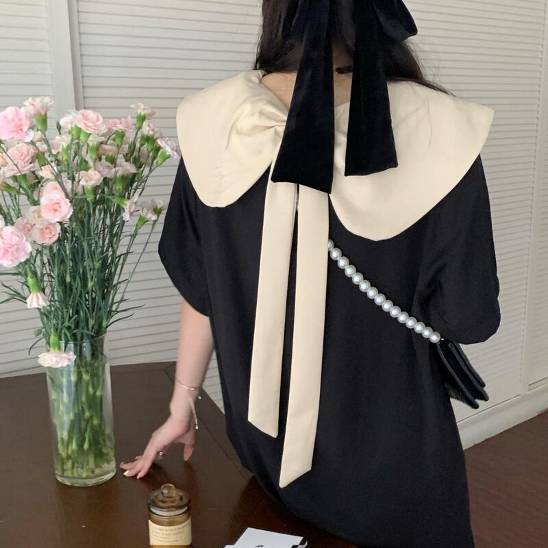 サブカル 服 地雷系 通販 ワンピ バックリボン 膝上丈 カジュアル 甘め 量産型女子