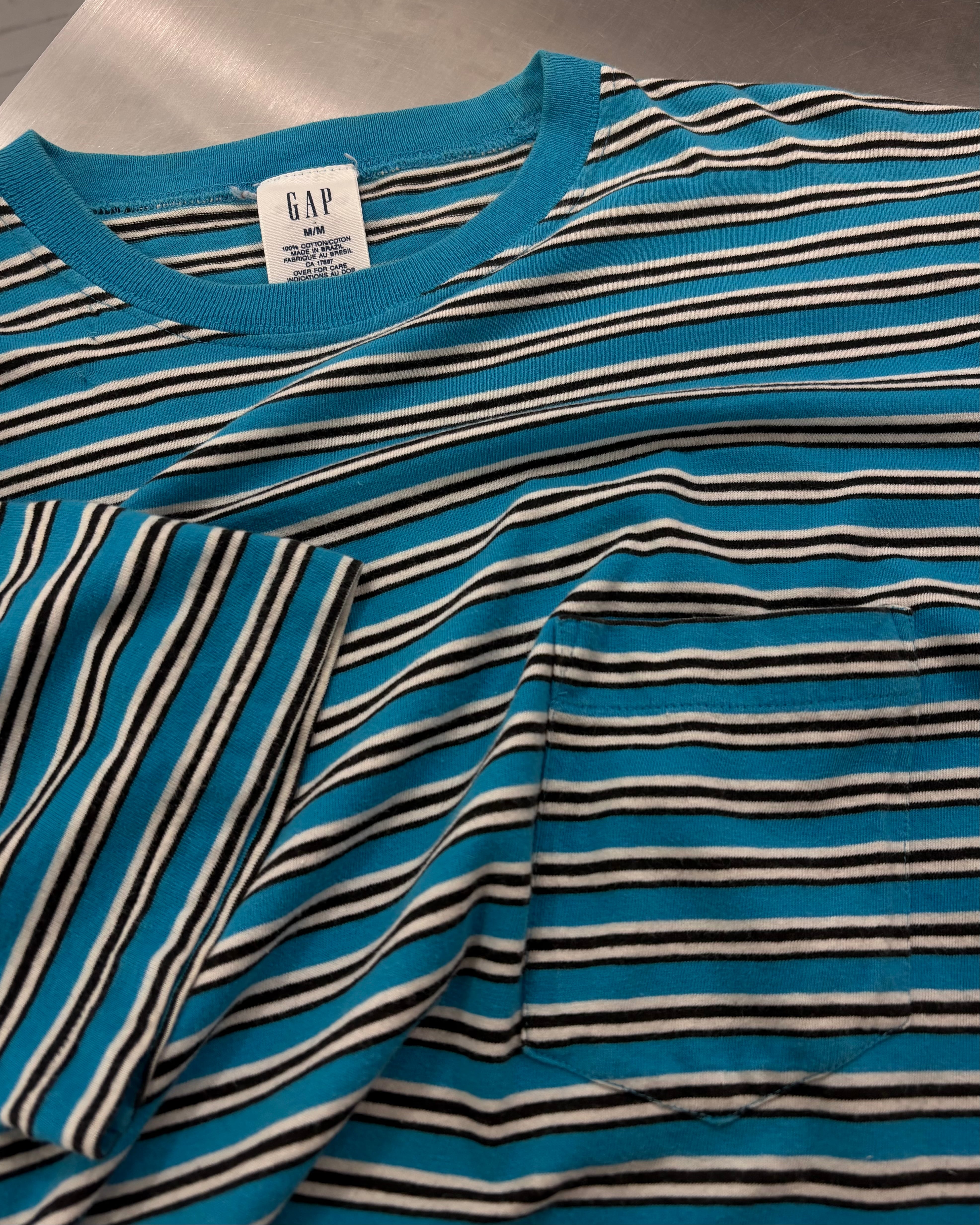 90s OLD GAP S/S Border Pocket Tee BRAZIL製