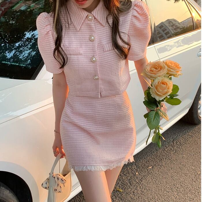 サマースタイルシャツ ハイウェストウェストスカート レディース 大人ガーリー スウィート キュート カジュアル 夏物 ドラファッションホール35636822241