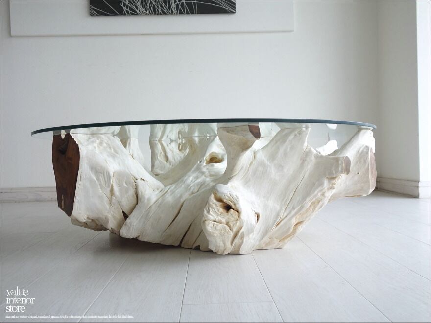 チークガラステーブルg/1 総無垢 座卓 円卓 リビングテーブル 座敷机 センターテーブル ナチュラル 一点物 三大銘木 送料無料 約58.5kg