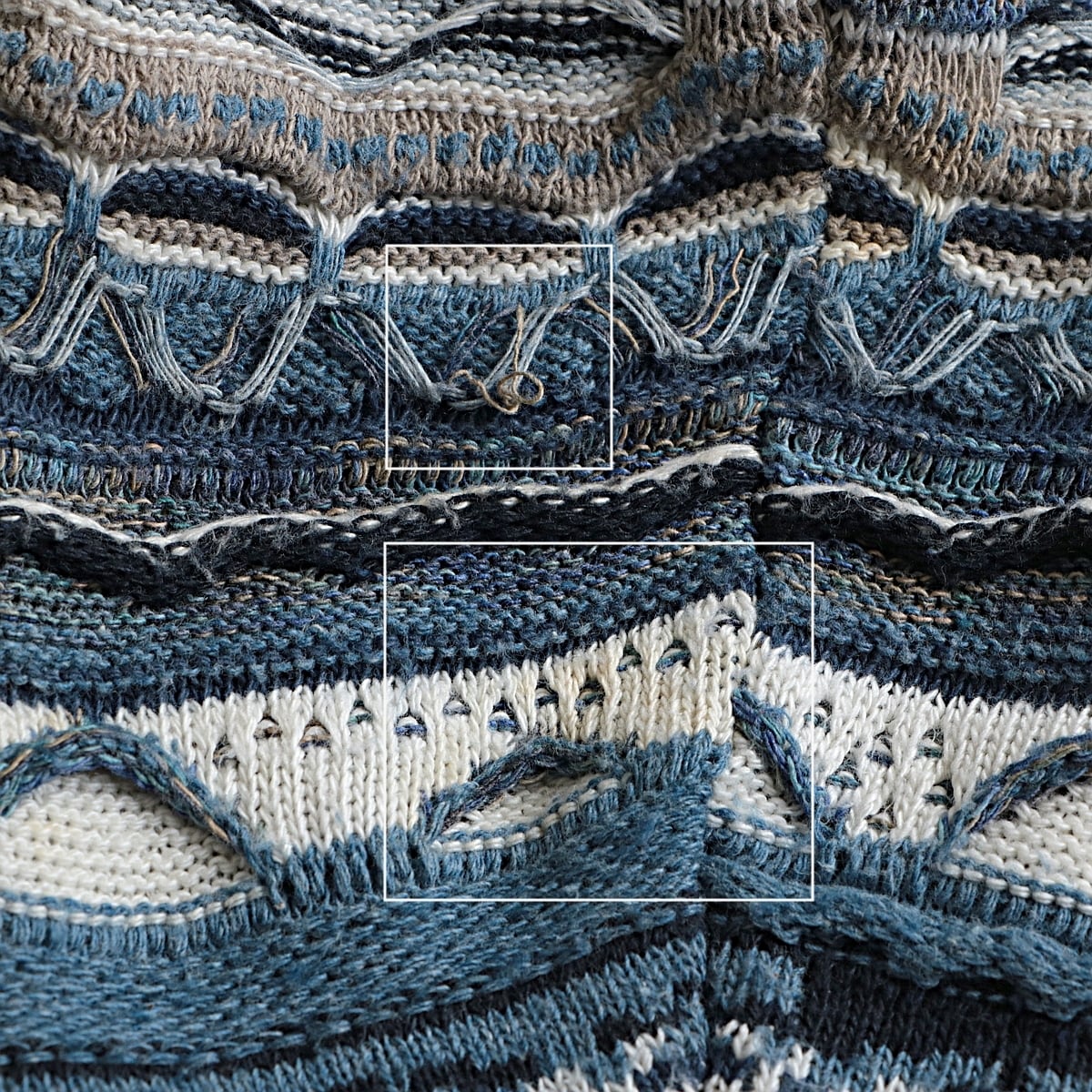 90s John Ashford 3D 総柄 ニット カーディガン 古着 used | khaki