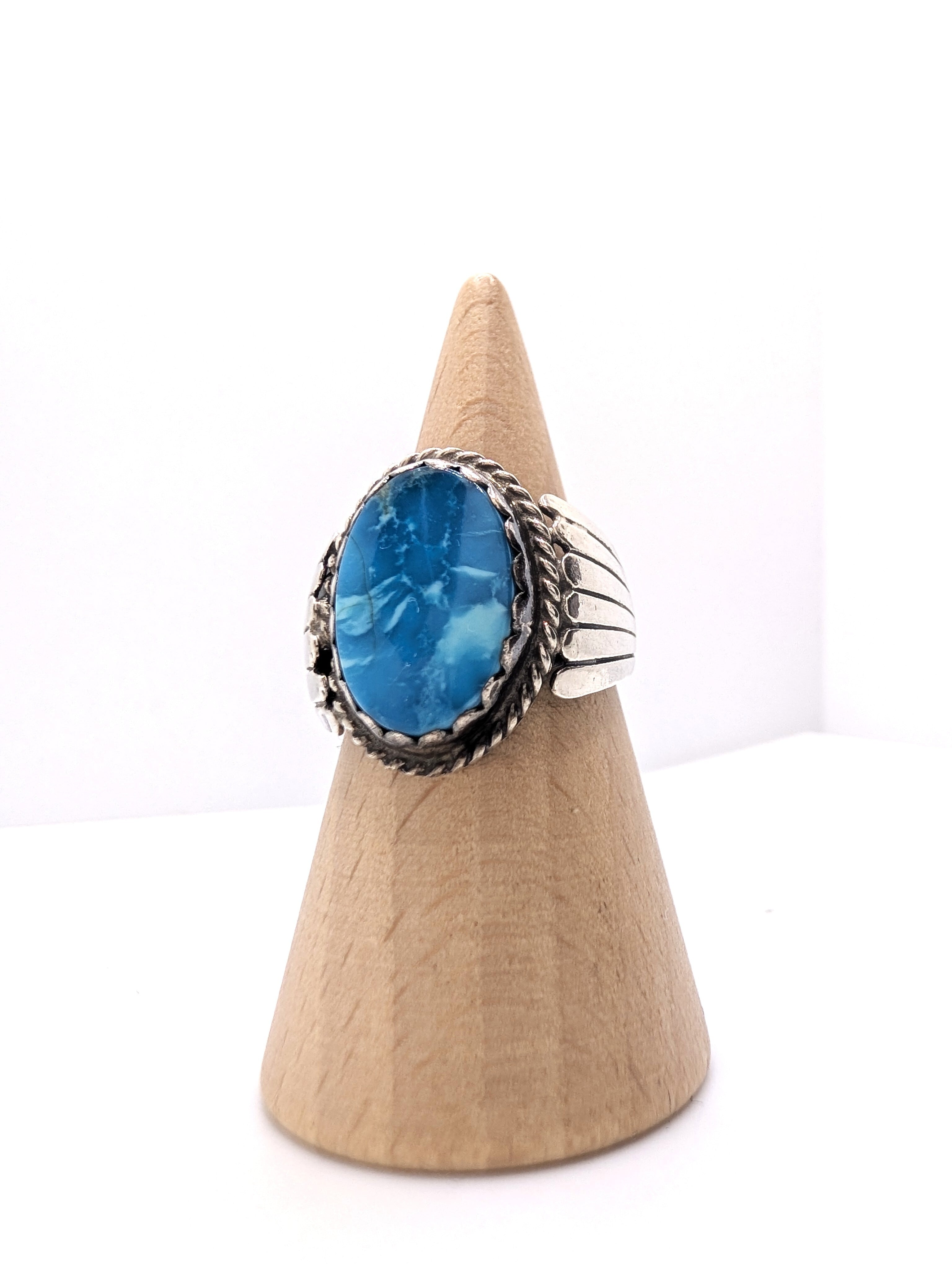 V271.ヴィンテージシルバーアクセサリー ターコイズリング 14号 | Le knot