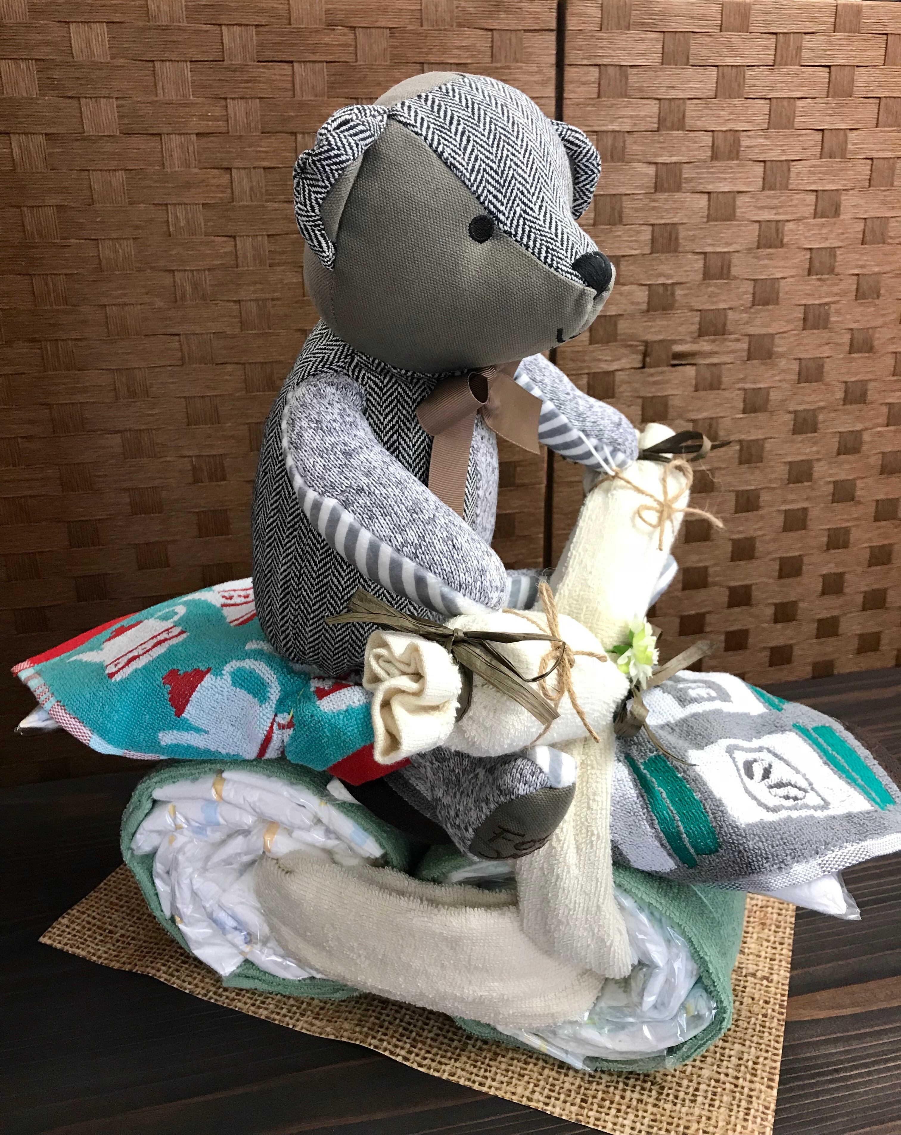 くまさん おむつバイク マロン おむつケーキ 出産祝い ギフト オシャレ 個性的 かわいい キャラクター おくりもの屋ショップ
