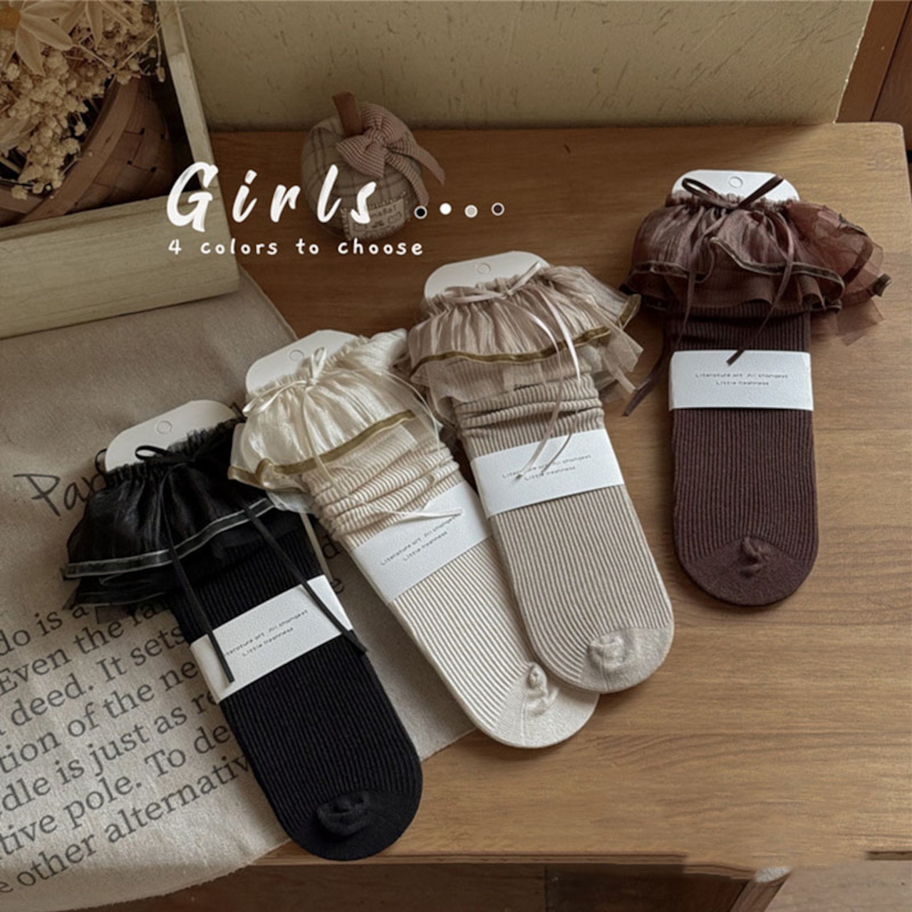 GOODSリボン付きチュールソックス