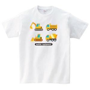 ショベルカー ブルドーザー Tシャツ イラスト 工事 白 プレゼント 大きいサイズ 綿100% 160 S M L XL