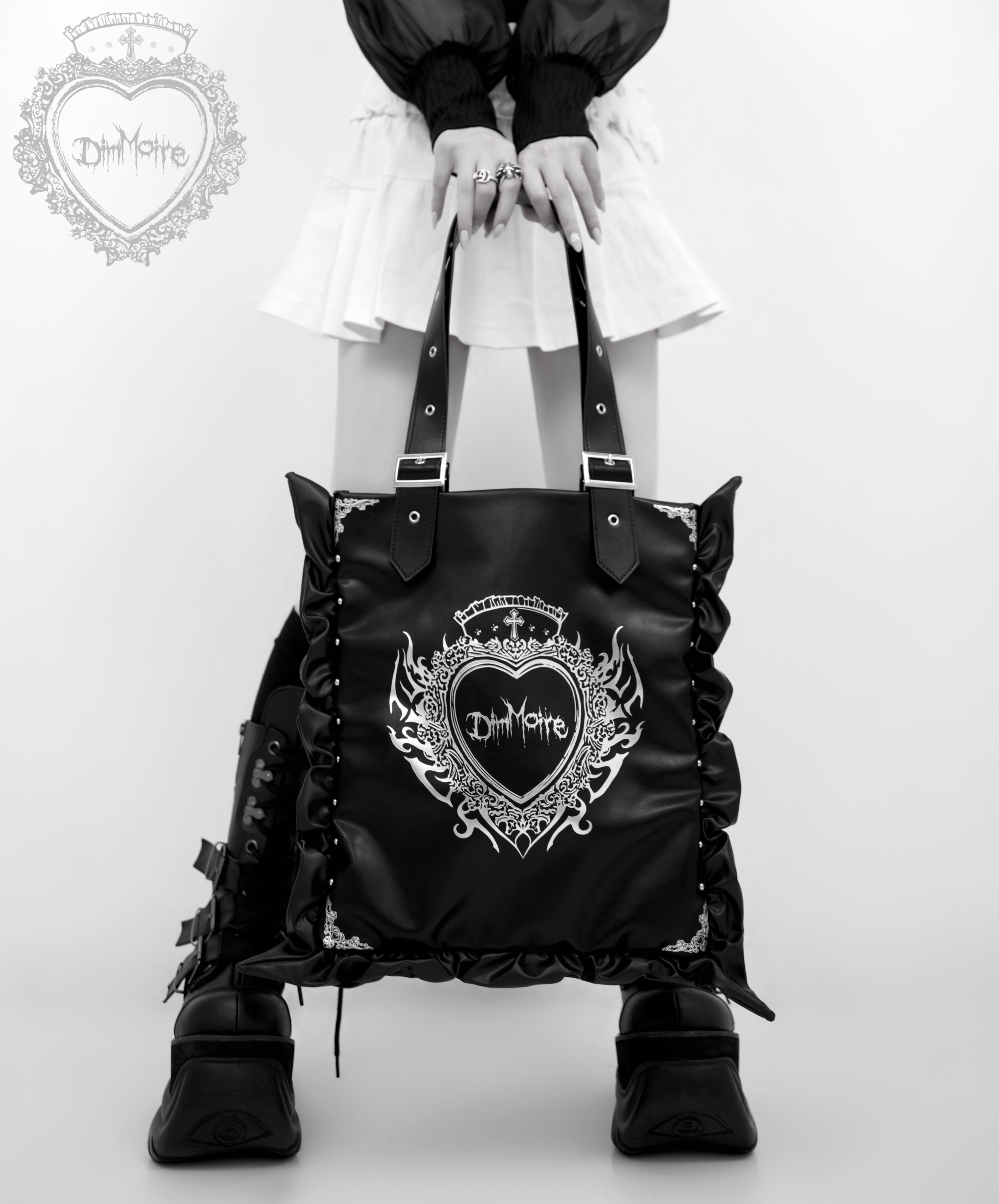 スタイリッシュシンプル DimMoire HeartCoreフリルトートバッグ