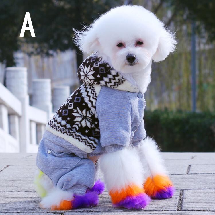 犬服 オールインワン ノルディック 柄 前開き スナップボタン ふかふか