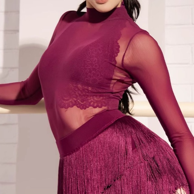 レースアップ ロングスリーブ ボディスーツ (レオタードタイプ)ds1218