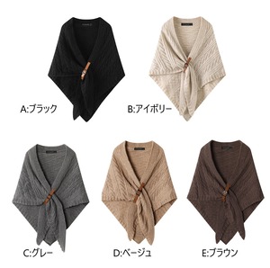 ベルト付きケーブル編みケープ W01183