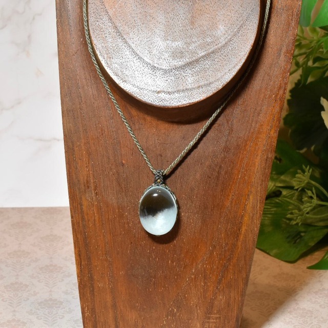 マクラメシンプルネックレス アクア&スノー(アンダラクリスタル) MN10