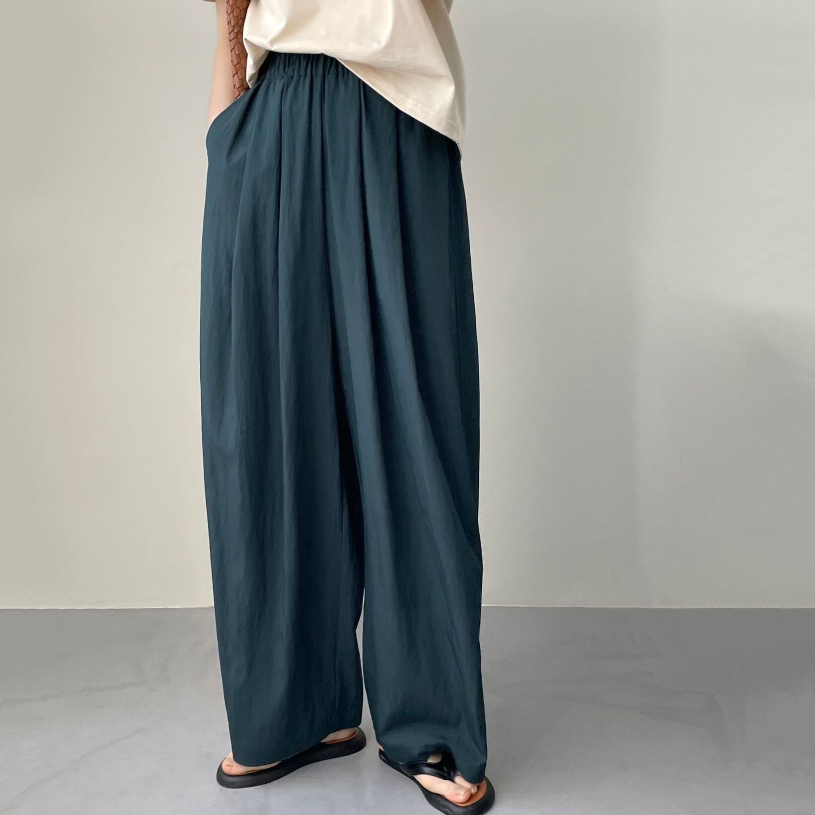 tuck wide drape pants m0276