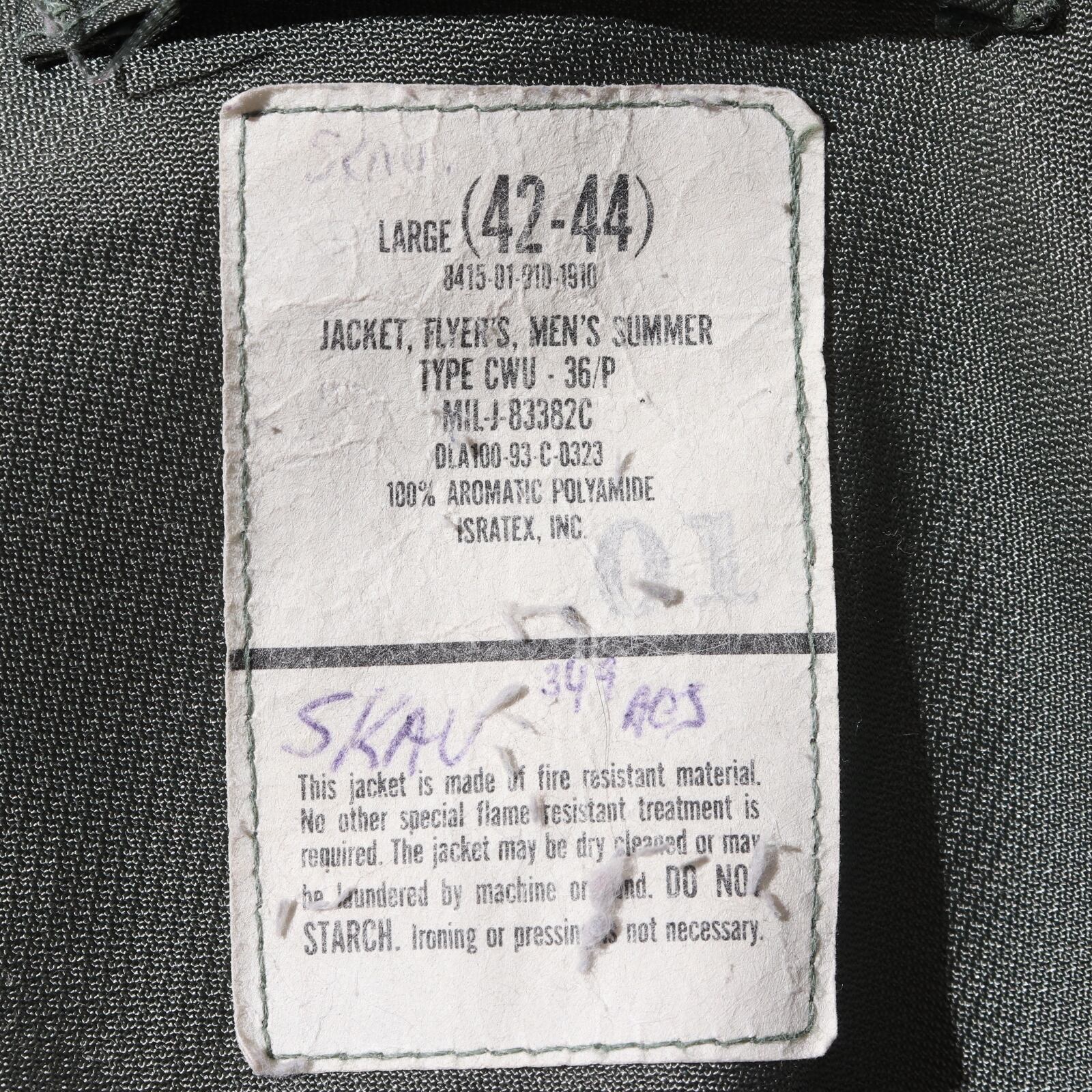 美品 CWU-36/P L フライトジャケット ISRATEX 93年 | ENCOUNT