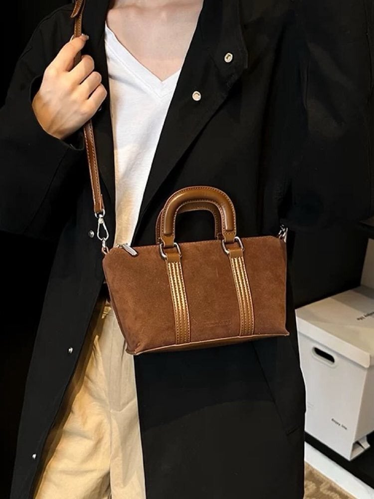 良品 ロエベ スエード レザー ミニボストン ハンドバッグ レディース