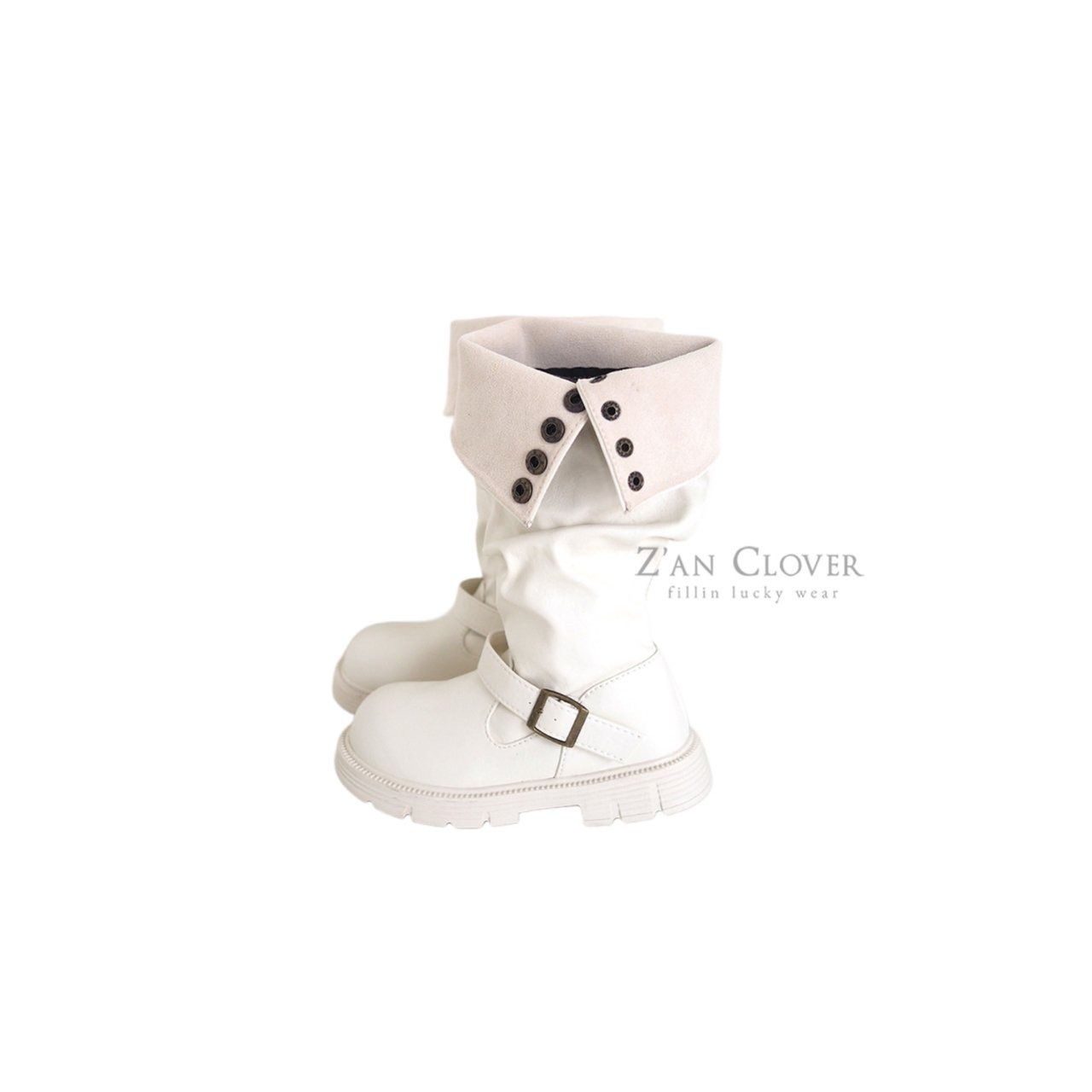 [Z’AN CLOVER] Cuff Shirring Long Boots / [지안클로버] 커프셔링롱부츠
