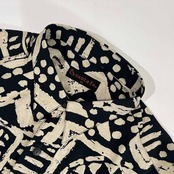 santa fe サンタフェ アート デザイン 総柄 ポリエステル 長袖 シャツ 柄シャツ 05 /メンズ/日本製