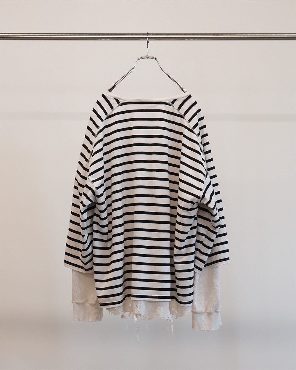 25SS】 ANCELLM BORDER LAYERED LS SHIRT(WHITE/BLACK) ANC-CT98