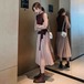 【送料無料】 トップス ワンピース セットアップ l 膝下 ミモレ ミモレ丈 袖あり 長袖 襟付き スタンドカラー Aライン 切り替えデザイン フリル ベルト ウエストリボン ハイウエスト ニット 2点セット ツーピース かわいい 大人可愛い シンプル カジュアル 大人 おしゃれ お洒落 大人女子 無地 春 秋 10代 20代 レディース 通勤 学生 通学 デート お出かけ 女子会 休日 旅行 着回し 普段使い 重ね着 コーデ S M L XL ベージュ ワインレッド