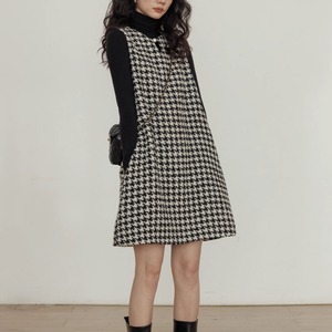 Houndstooth wool vest dress